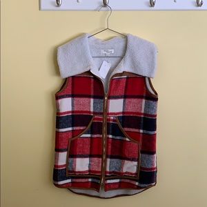 Plaid Sherpa vest